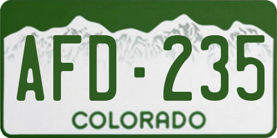 CO license plate AFD235