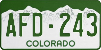 CO license plate AFD243