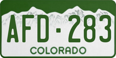 CO license plate AFD283
