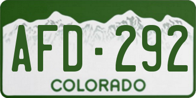 CO license plate AFD292