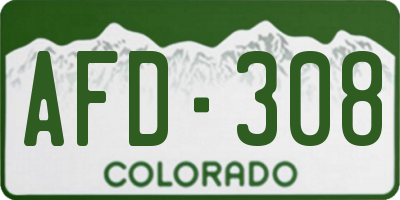 CO license plate AFD308