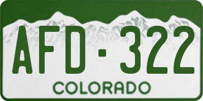 CO license plate AFD322