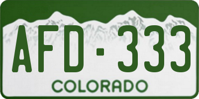 CO license plate AFD333