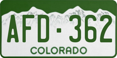 CO license plate AFD362