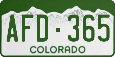 CO license plate AFD365