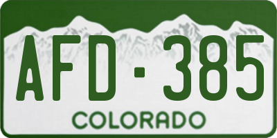 CO license plate AFD385