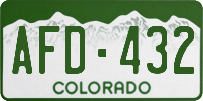 CO license plate AFD432