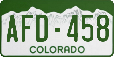 CO license plate AFD458