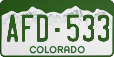 CO license plate AFD533