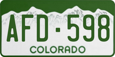 CO license plate AFD598