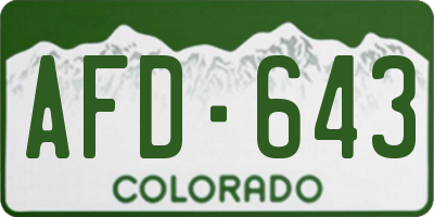 CO license plate AFD643