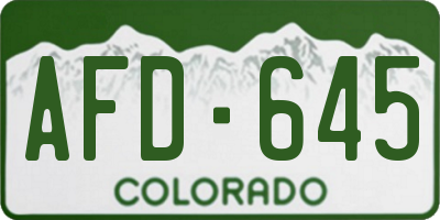 CO license plate AFD645