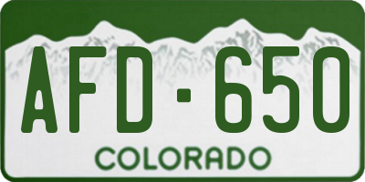 CO license plate AFD650
