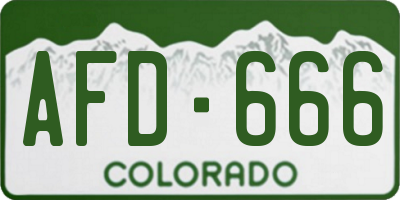 CO license plate AFD666