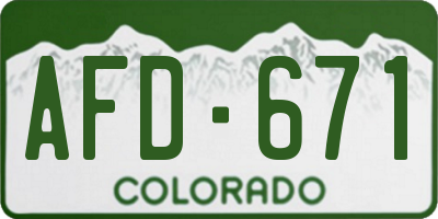 CO license plate AFD671