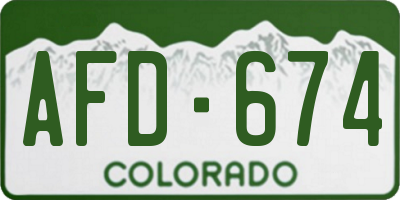 CO license plate AFD674