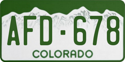 CO license plate AFD678