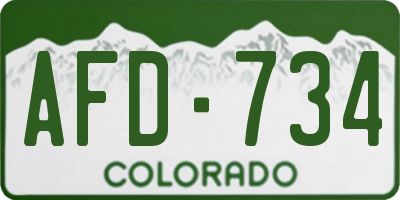 CO license plate AFD734