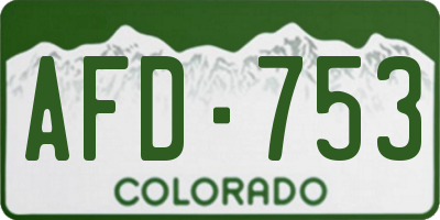 CO license plate AFD753