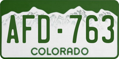 CO license plate AFD763