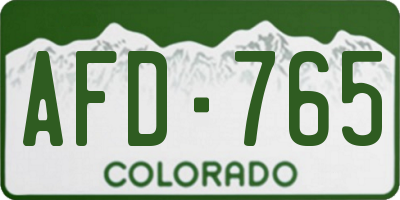 CO license plate AFD765