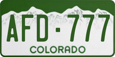 CO license plate AFD777