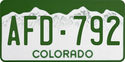 CO license plate AFD792
