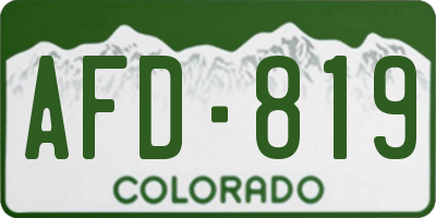 CO license plate AFD819