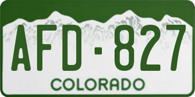 CO license plate AFD827