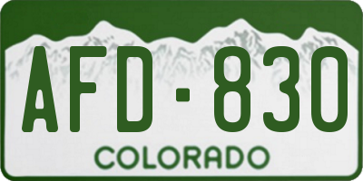CO license plate AFD830