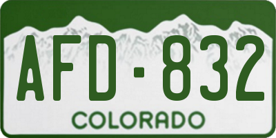 CO license plate AFD832