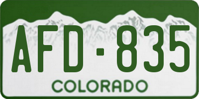 CO license plate AFD835