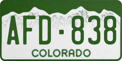 CO license plate AFD838
