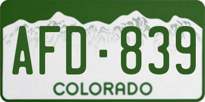 CO license plate AFD839
