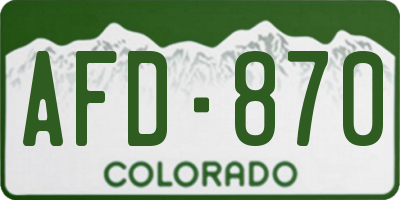 CO license plate AFD870