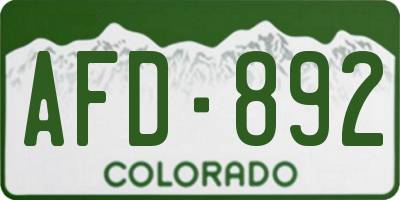 CO license plate AFD892