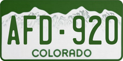 CO license plate AFD920