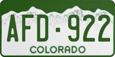 CO license plate AFD922