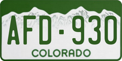 CO license plate AFD930