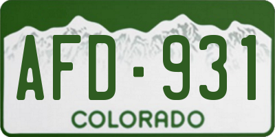 CO license plate AFD931