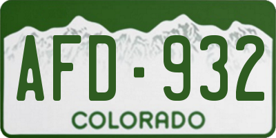 CO license plate AFD932