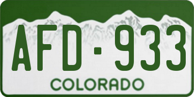 CO license plate AFD933