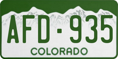 CO license plate AFD935