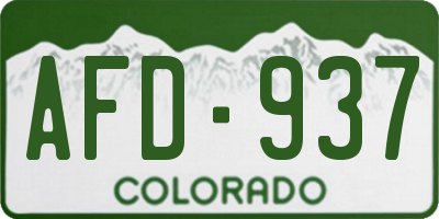CO license plate AFD937