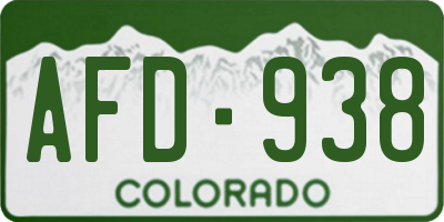 CO license plate AFD938