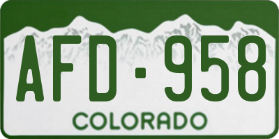 CO license plate AFD958