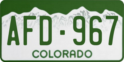 CO license plate AFD967