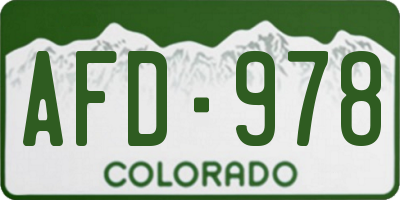 CO license plate AFD978