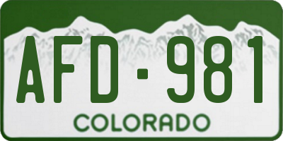 CO license plate AFD981