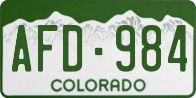 CO license plate AFD984